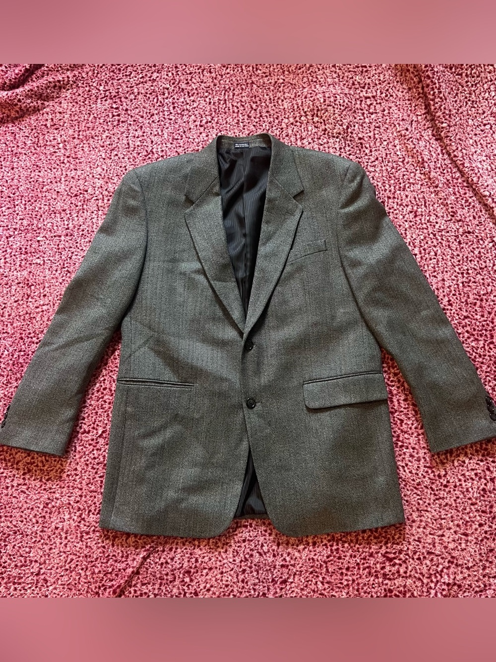 Banana Republic Factory 42R Gray Herringbone Coat Lambswool Cashmere 42 Regular